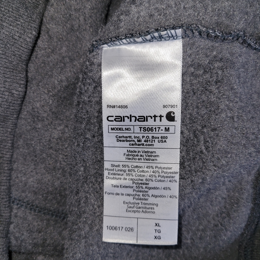Carhartt Mens Rain Defender Loose Fit Heavyweight Quarter Zip Swearshirt Gray XL - Picture 8 of 9